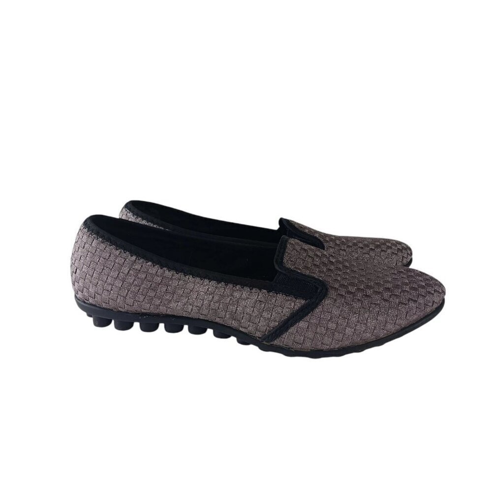 BERNIE MEV Pewter Metallic Grey Round Toe Elastic Gored Slip On Flat Size 41